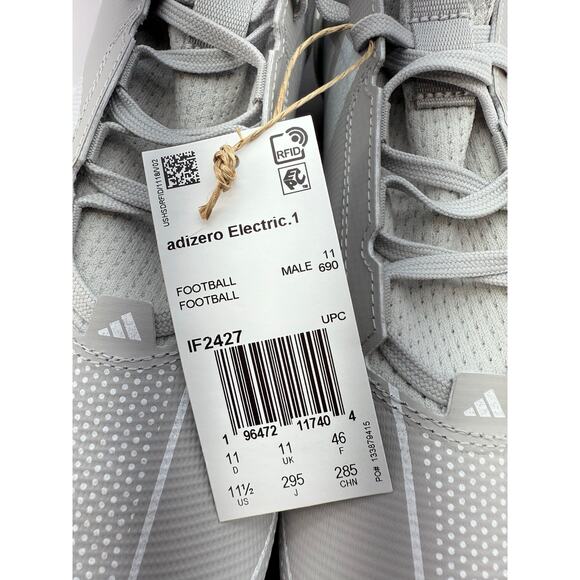 Adidas Adizero Electric.1 Mens Size 11.5 Football Cleats Gray Grey White IF2427 - Picture 7 of 11